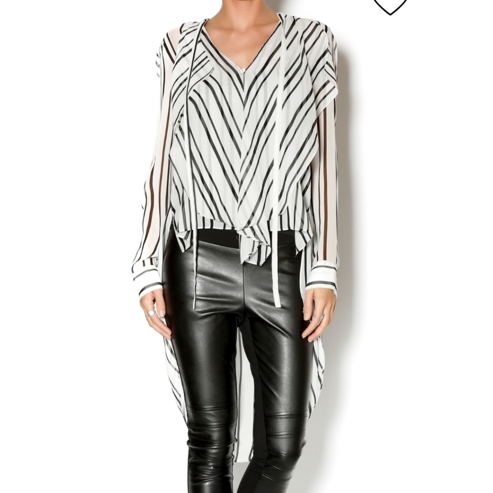NWT BCBG MAXAZRIA KESLYN STRIPED HI LOW BLOUSE XS
